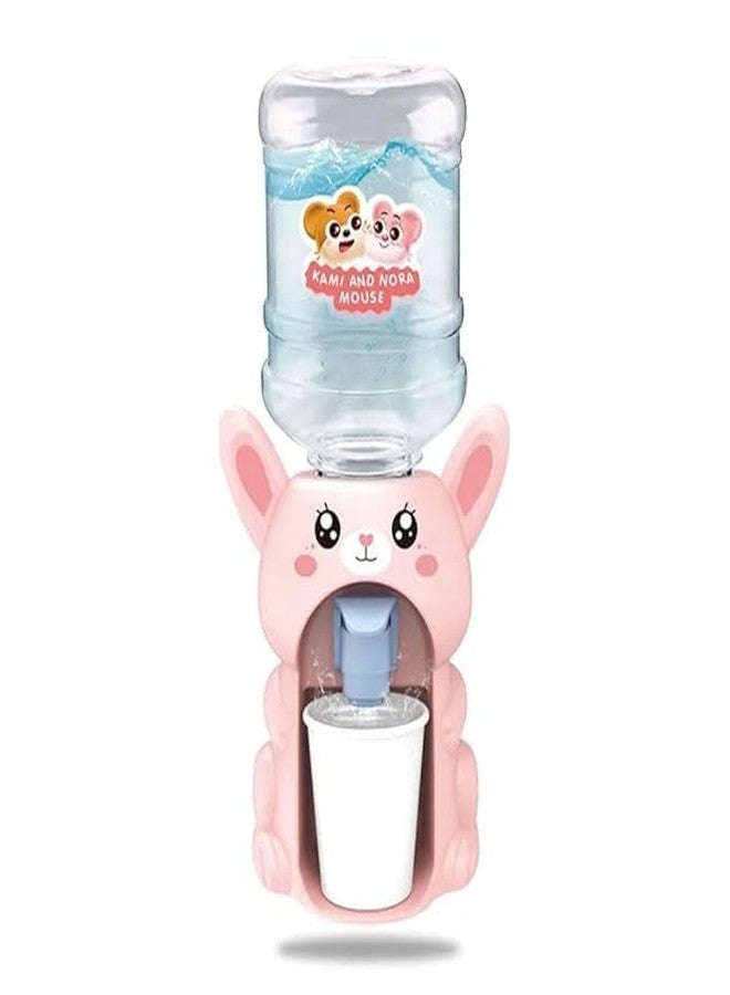 MANVI Water Dispenser Toy for Kids, Cartoon Character Drinking Fountain Pumps Water Juice, Tea, Milk Water Dispenser for Kids (Rabbit, Pink) - Image 1